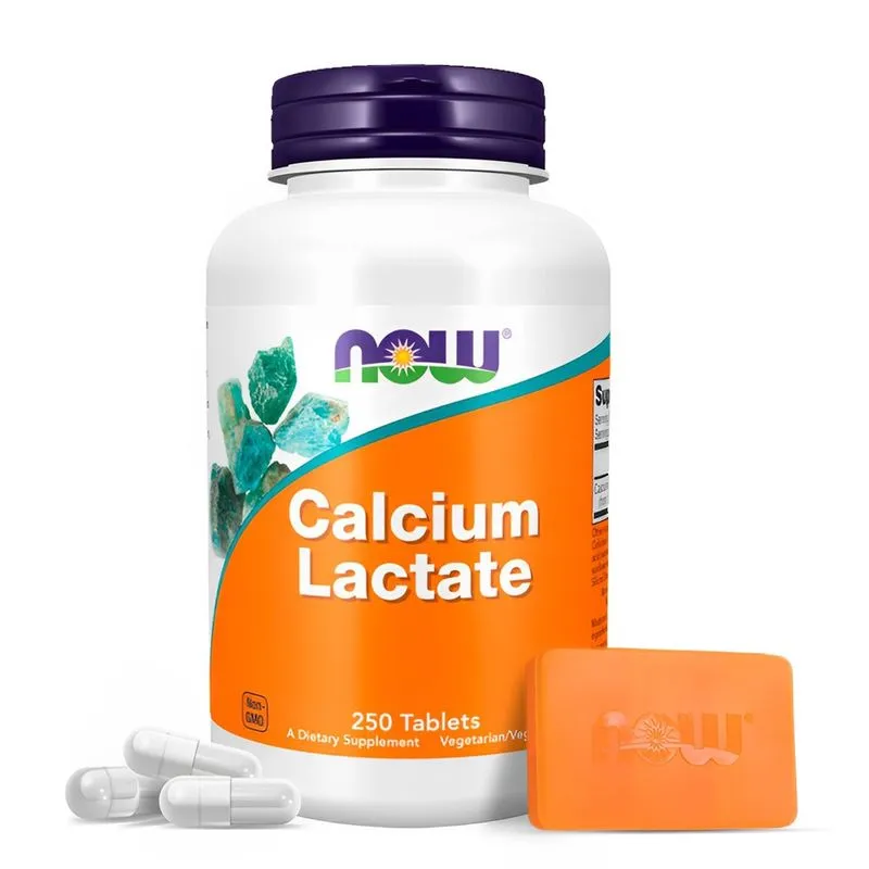 Cálcio Lactado Now Foods 250 Tablets Importado + Porta Cápsulas