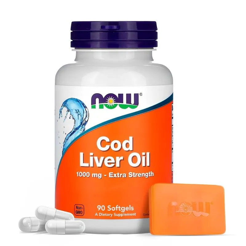 Óleo Fígado Bacalhau 1000mg Now Foods 90 Soft Importado + Porta Cápsulas
