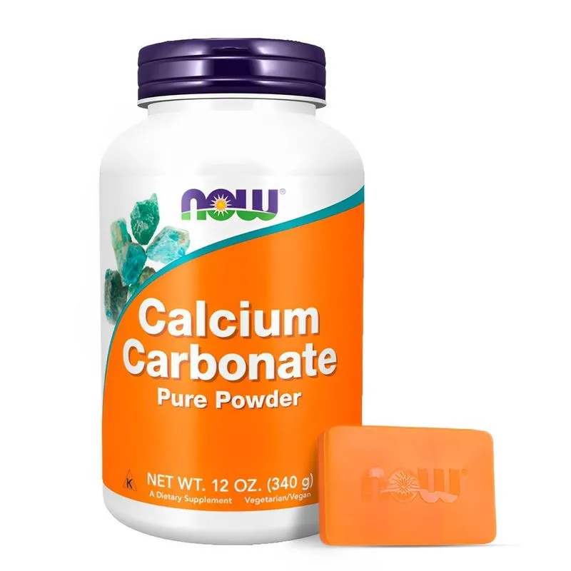Carbonato Cálcio Pó Now Foods 340g Importado + Porta Cápsulas