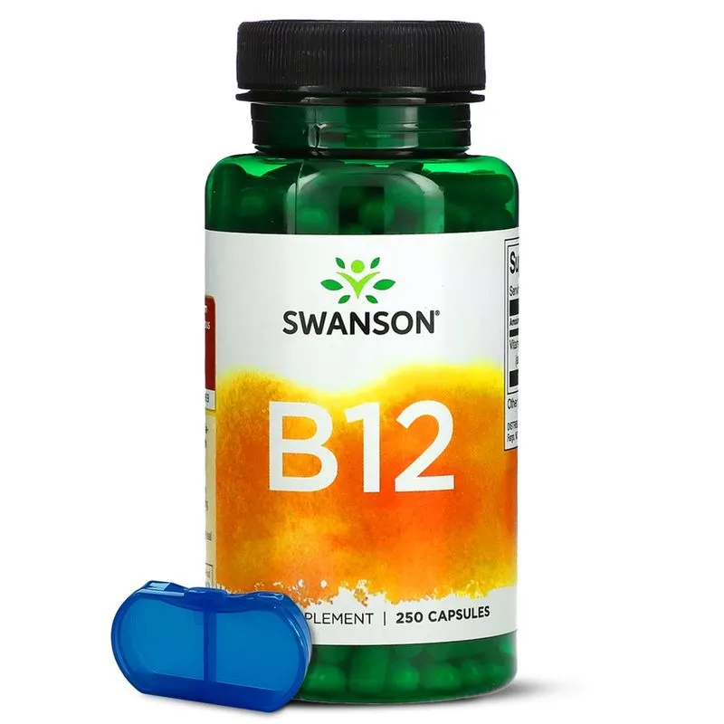 Vitamina B-12 500mcg Swanson 250 Cápsulas + Porta Cápsulas