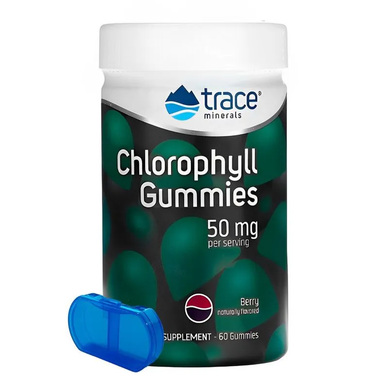 Trace Minerals Clorofila 60 Gomas Sabor Baga Porta Cápsulas