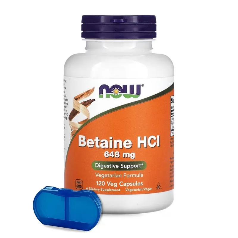Betaína Hcl 648mg Now Foods Betaine Hcl 120 Cáps Importado