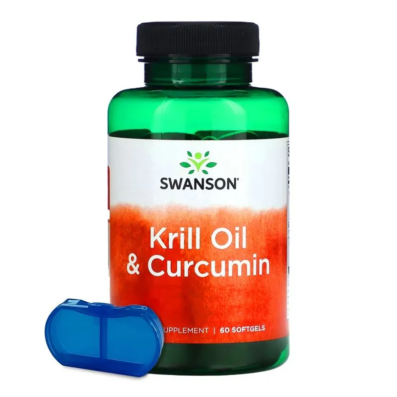Óleo de Krill e Curcumina Swanson 60Softgels + Porta Cápsulas