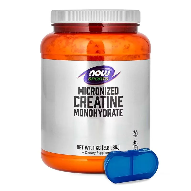 Creatina Monohidratada Now Foods 1Kg Pó + Porta Cápsulas