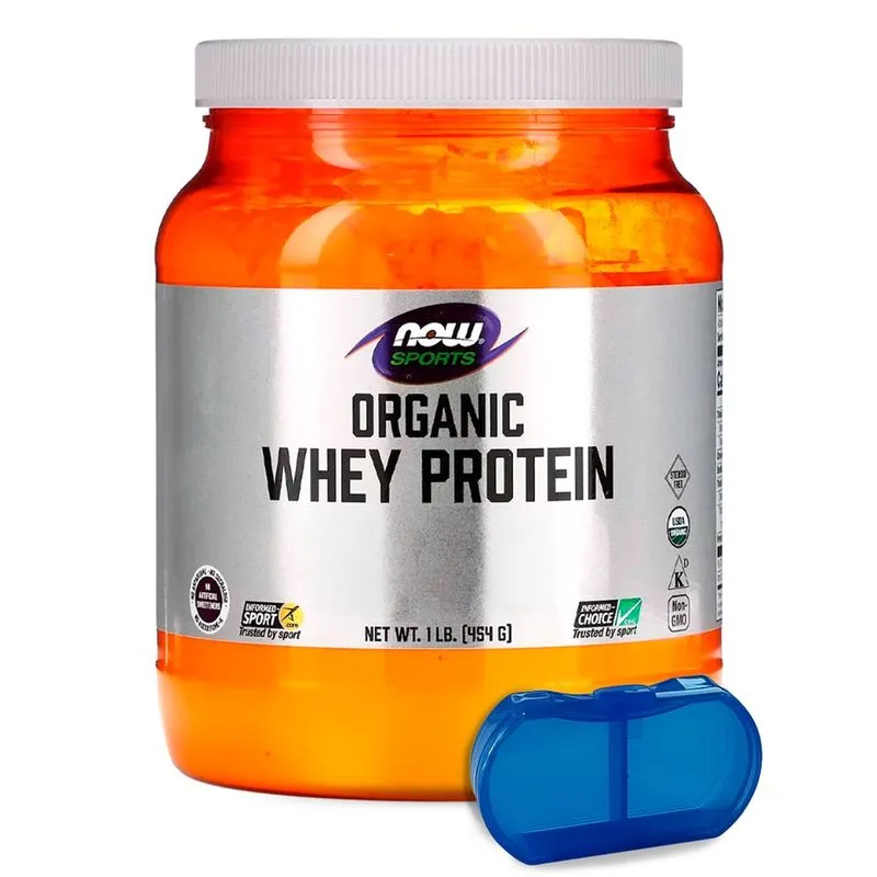 Whey Protein Now Foods Orgânico 454g + Porta Cápsulas