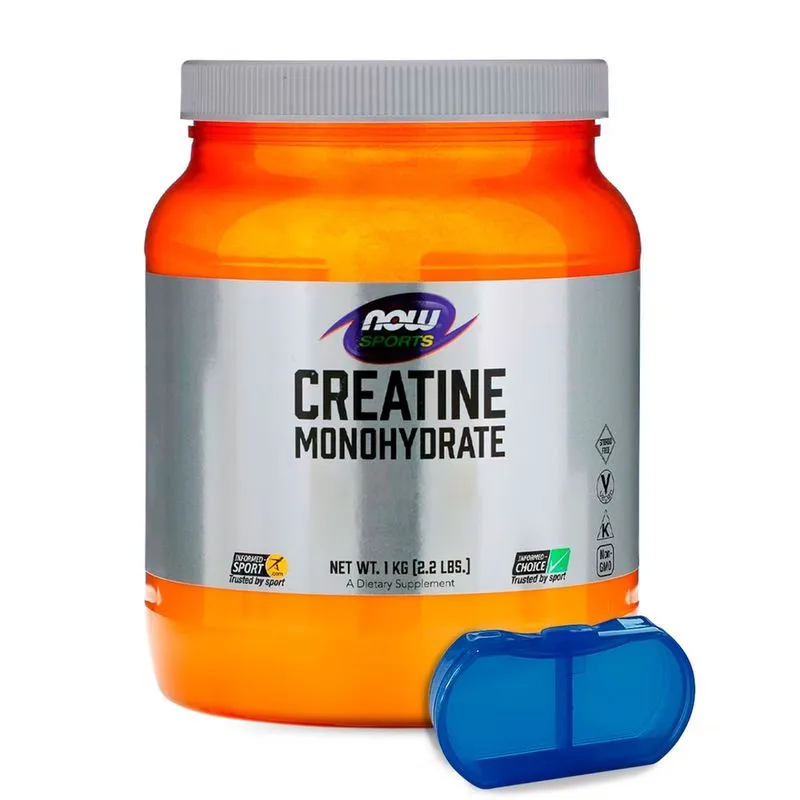 Creatina Monohidratada Now Foods 1kg Pó + Porta Cápsulas