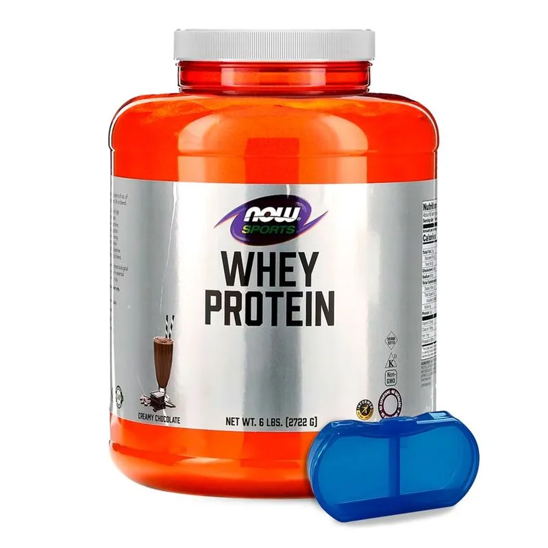 Whey Protein Now Foods 2722g Pó Chocolate + Porta Cápsulas
