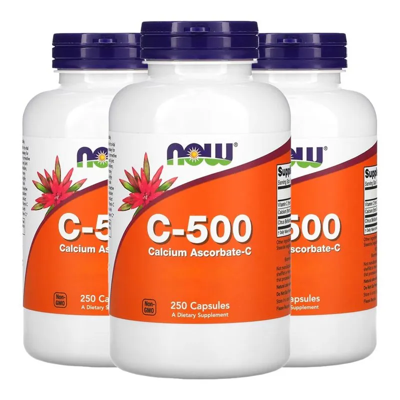 Vitamina C 500mg Now Foods 250 Cápsulas Importado 3un