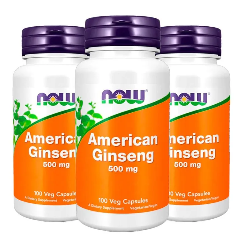 Extrato de Ginseng 500mg Now Foods 100Cáps Importado 3un