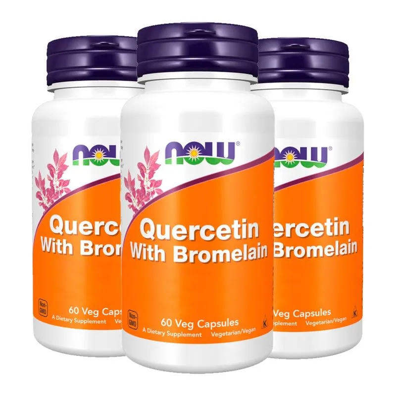 Quercetina 800mg + Bromelaína Now Foods 60Cáps Importado 3un