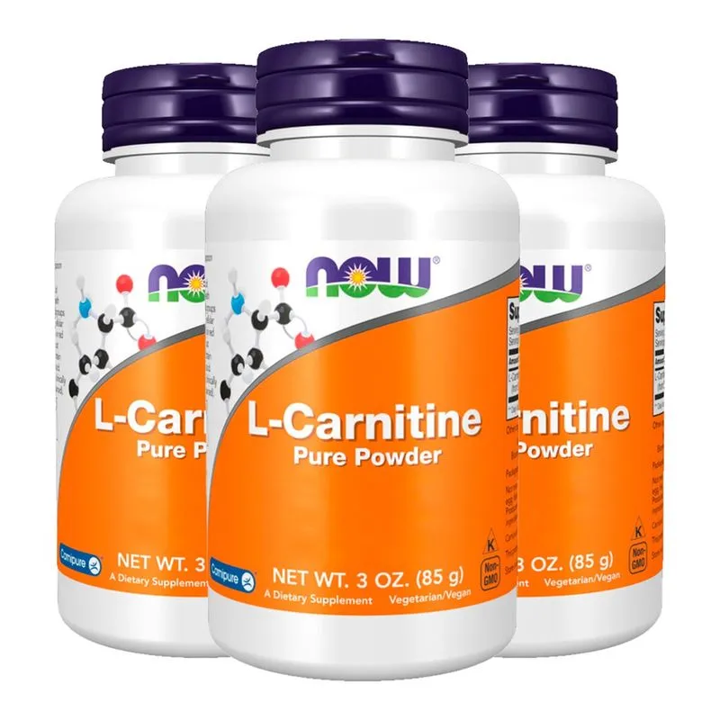 L-Carnitina Pura em Pó 85g Now Foods Importado 3un