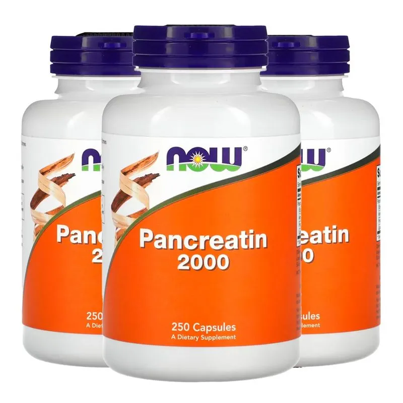 Pancreatina 200mg Now Foods 250Veg Cáps Importado 3un