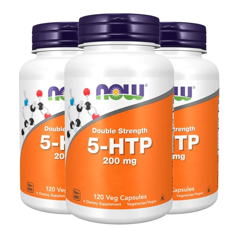 5-HTP 200mg Now Foods Dupla Força 120 Cápsulas Importado 3un