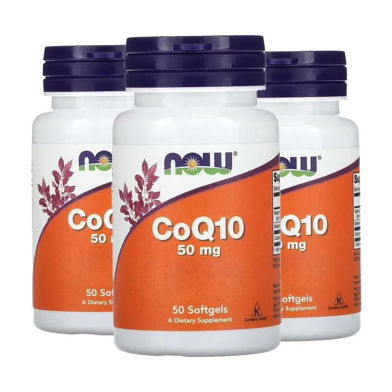 Coenzima CoQ10 50mg + Vit E Now Foods 50Soft Importado 3un