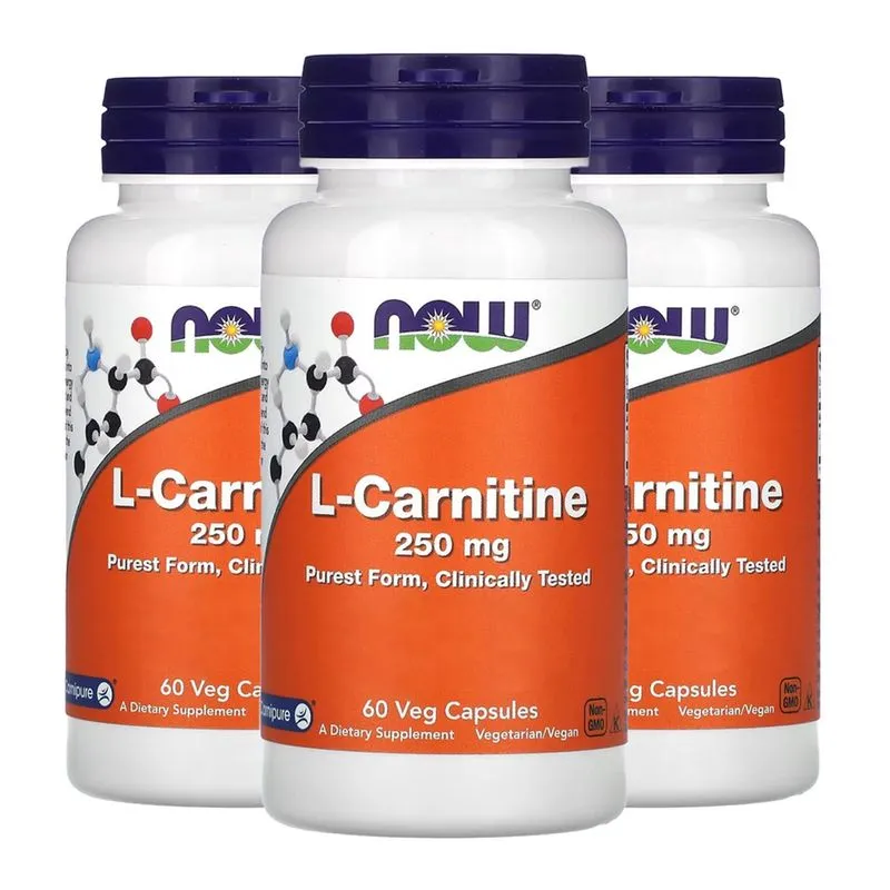L-Carnitina 250mg Now Foods 60 Cápsulas Importado 3un