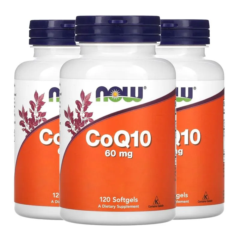 Coenzima CoQ10 60mg + Omega3 Now Foods 120Soft Importado 3un