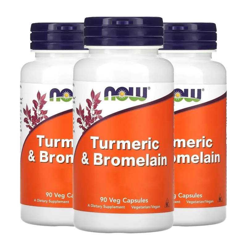 Cúrcuma e Bromelaína Now Foods 90 Cápsulas Importado 3un