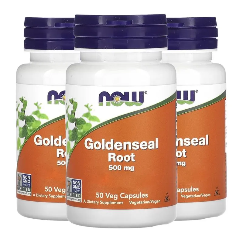 Raiz de Goldenseal 500mg Now Foods 50 Cápsulas Importado 3un