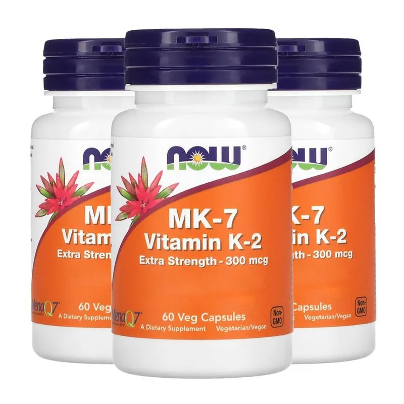 MK-7 Vitamina K-2 300mcg Now Foods 60 Cápsulas Importado 3un
