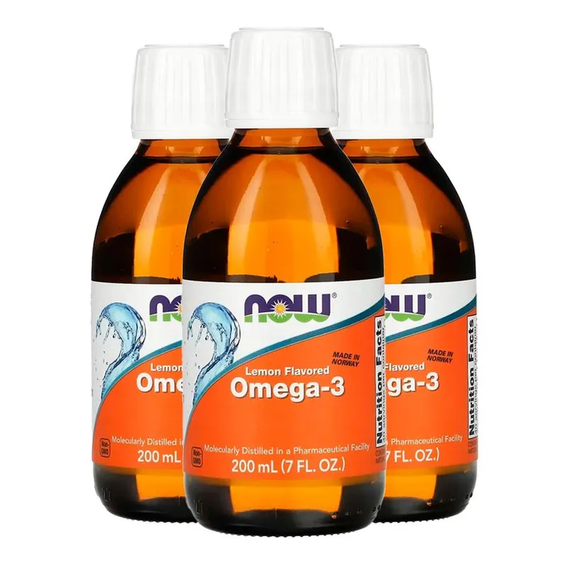 Ômega-3 Fish Oil Now Foods 200ml Sabor Limão Importado 3un