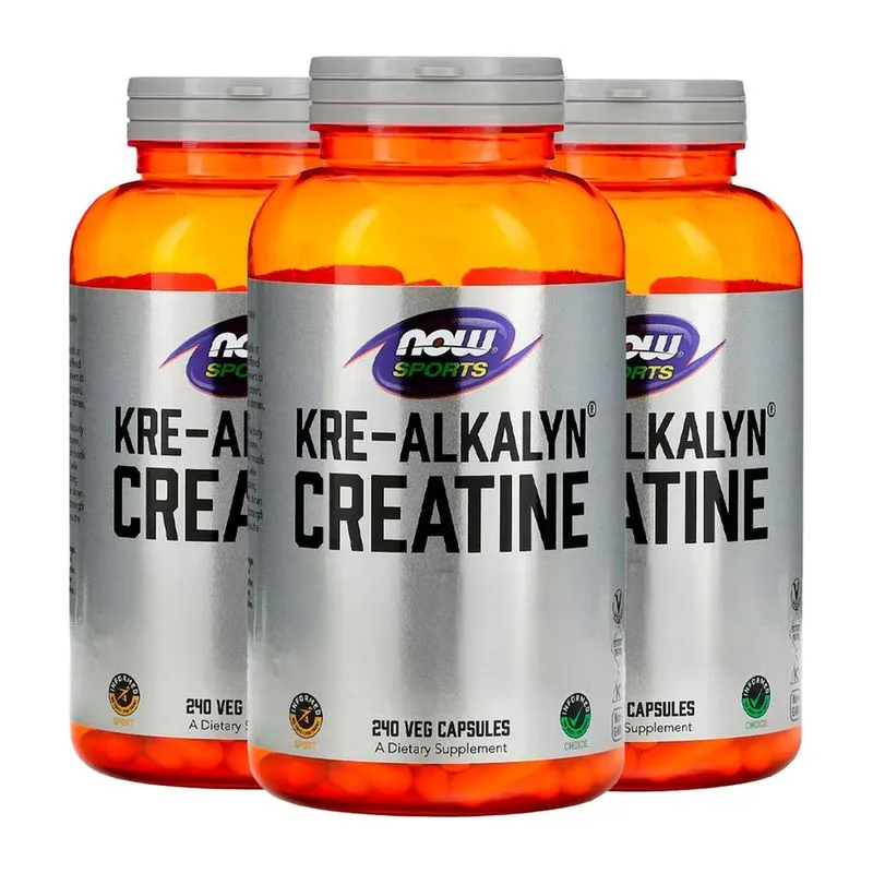 Creatina Kre-Alkalyn 750mg Now Foods 240Cáps Importado 3un