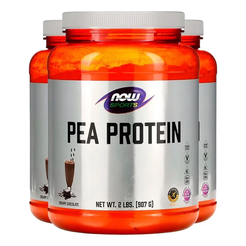 Proteína Pea Protein Now Foods 907g Chocalate Importado 3un
