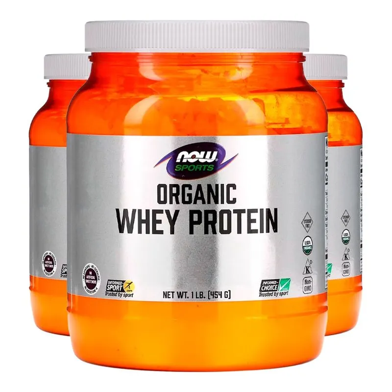 Whey Protein Now Foods Orgânico Sem Sabor 454g Importado 3un