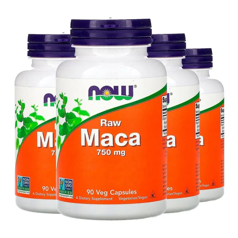 Raw Maca Peruana 750mg Now Foods 90 Cápsulas Importado 4un