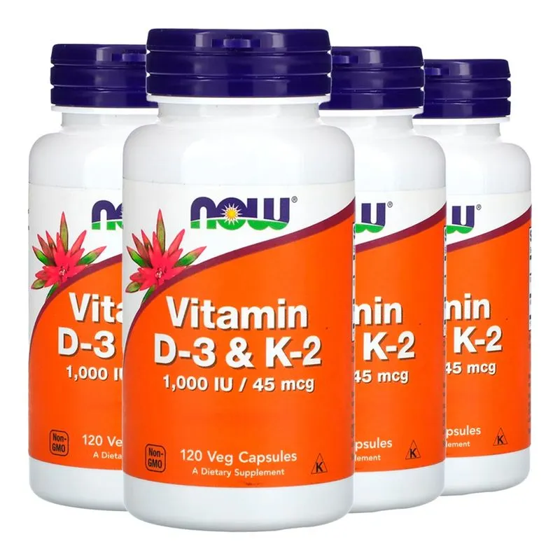 Vitamina D3 25mg + VIT K2 45mg Now Foods 120 Cap Importado 4un