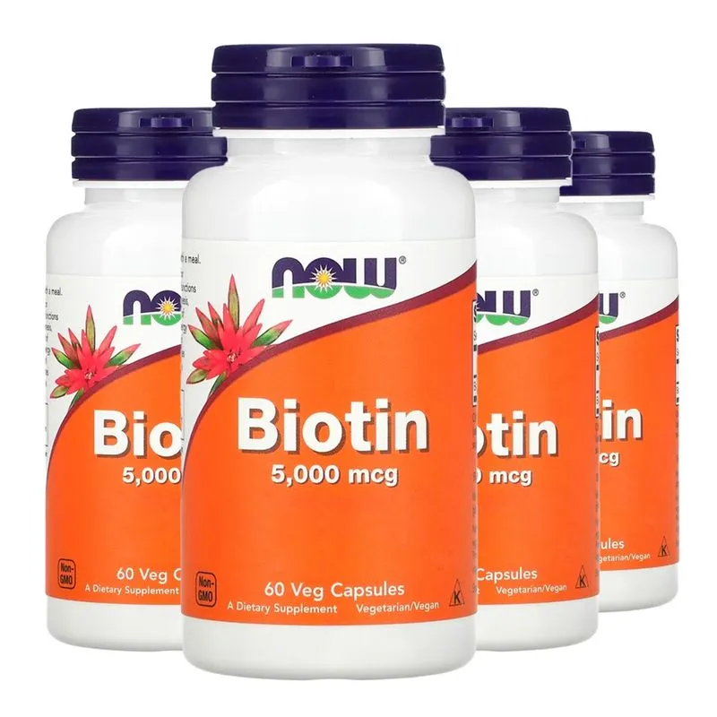 Biotina 5000mcg Now Foods 60 Veg Cáps Importado 4un