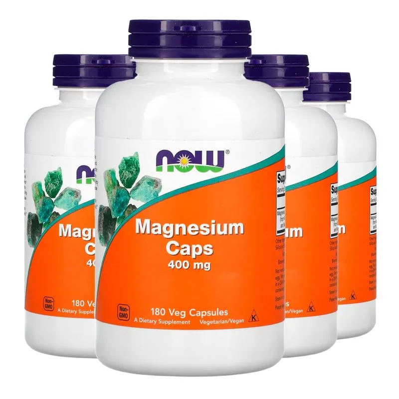 Magnésio Magnesium 400mg Now Foods 180Veg Cáps Importado 4un