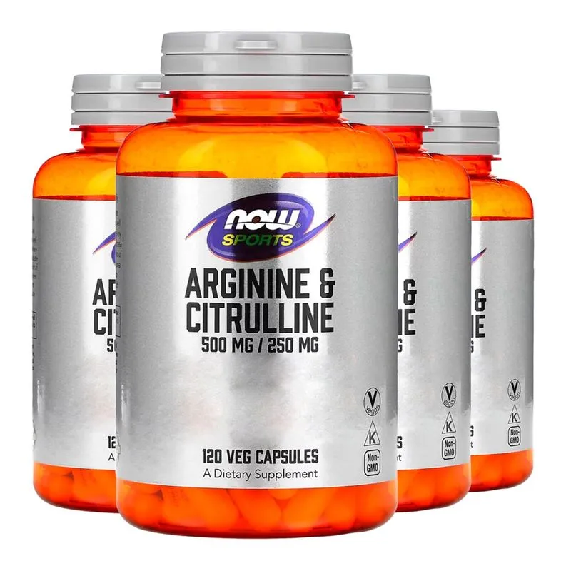 Arginina 500mg e Citrulina Now Foods 120Cáps Importado 4un