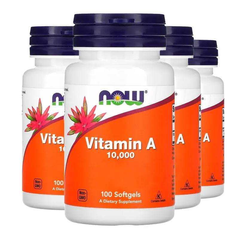 Vitamina A 10.000UI Now Foods 100 Softgels Importado 4un