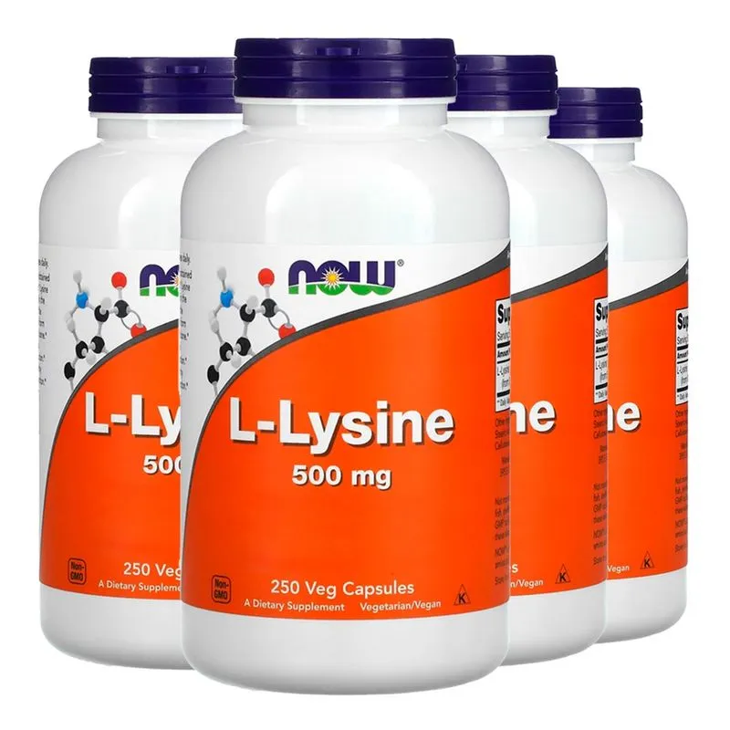 L-lisina 500mg Now Foods L-Lysine 250 Veg Caps Importado 4un