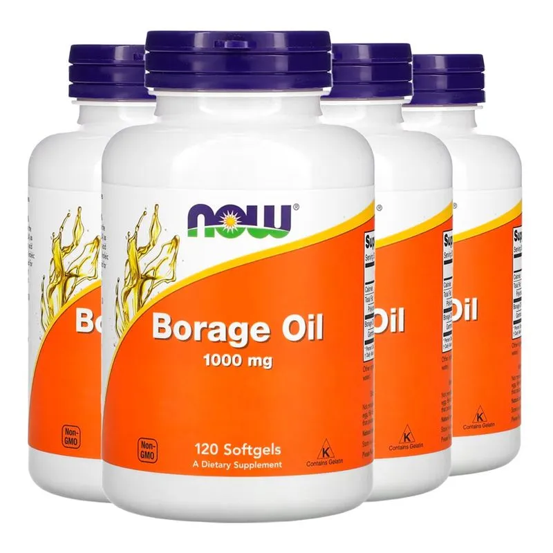 Óleo Borage 1000mg Now Foods Borragem 120Soft Importado 4un