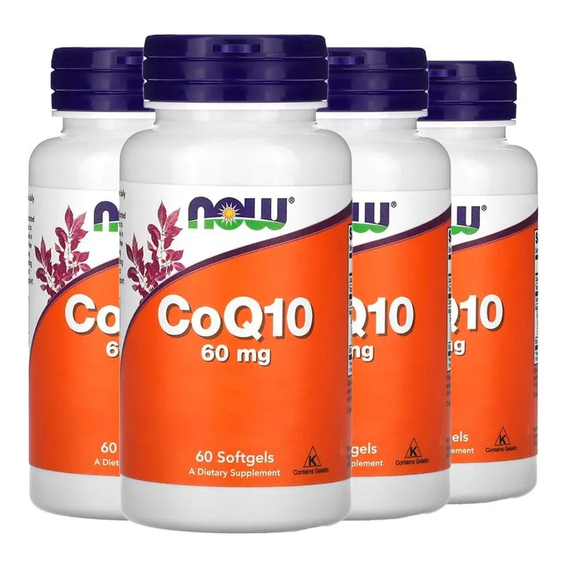 Coenzima CoQ10 60mg e Omega-3 Now Foods 60Soft Importado 4un