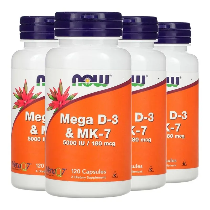 Vitamina Mega D-3 e MK-7 Now Foods 120Veg Caps Importado 4un