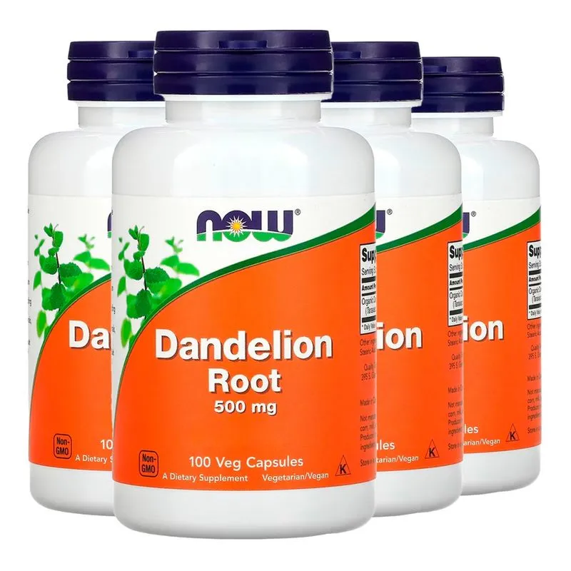 Raiz Dente Leão 500mg Now Foods 100 Veg Caps Importado 4un