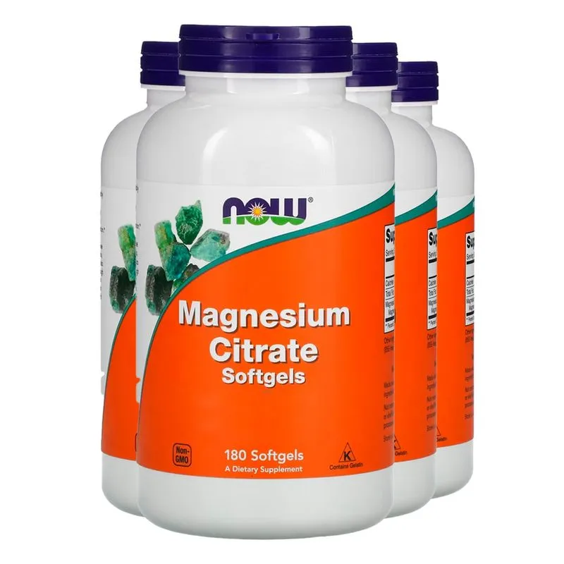 Citrato de Magnésio Now Foods 180 Softgels Importado 4un