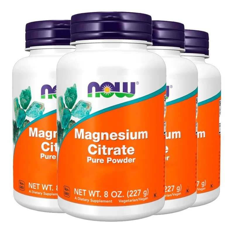 Citrato Magnésio Pó Now Foods 227g Puro Importado 4un
