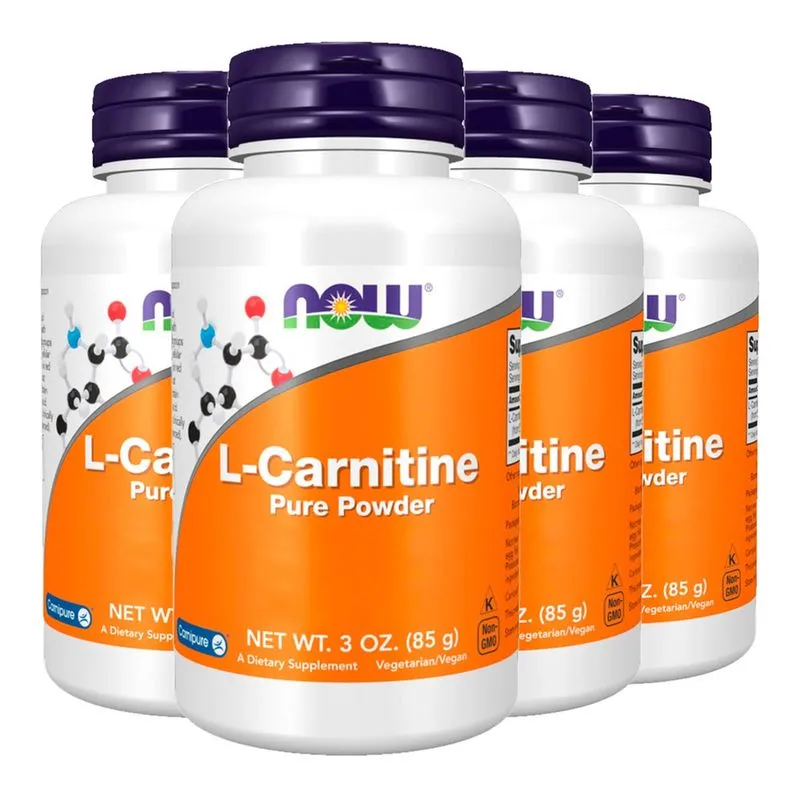L-Carnitina Pura em Pó 85g Now Foods Importado 4un