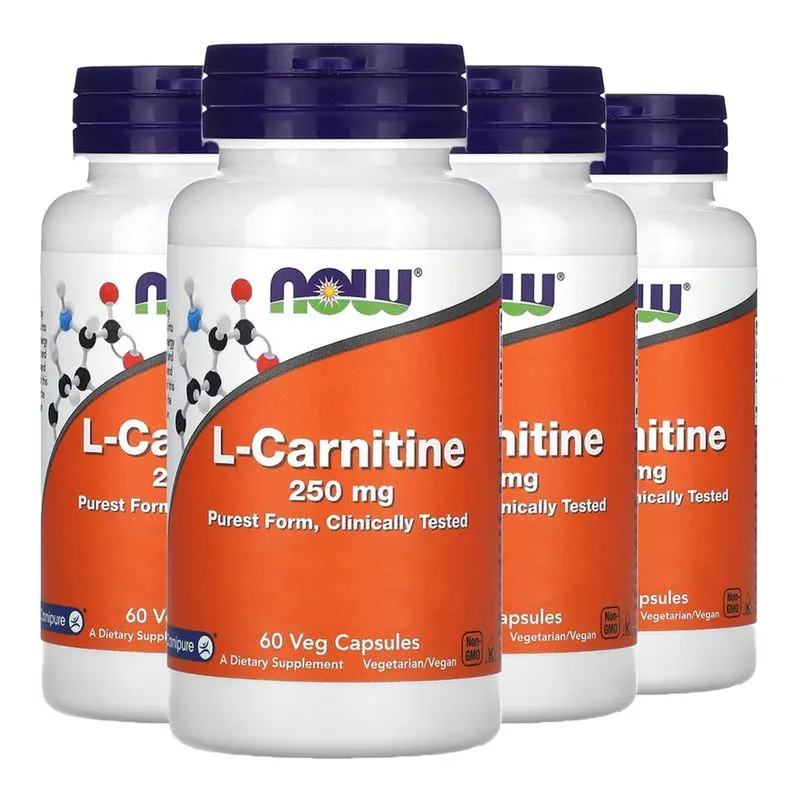 L-Carnitina 250mg Now Foods 60 Cápsulas Importado 4un