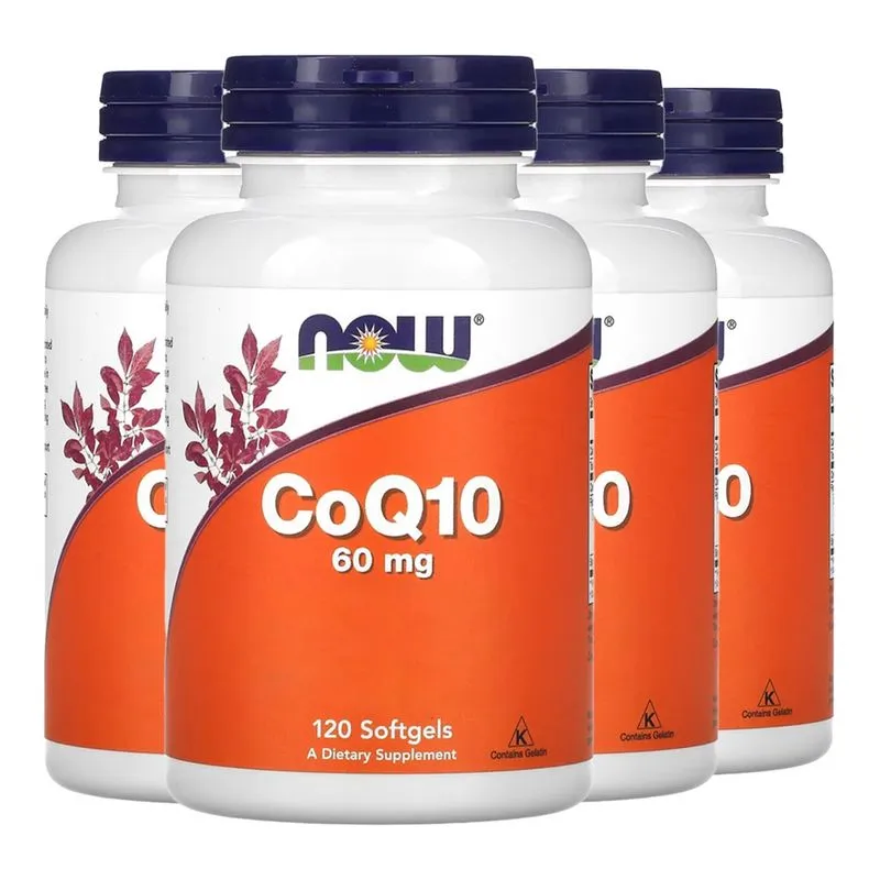 Coenzima CoQ10 60mg + Omega3 Now Foods 120Soft Importado 4un