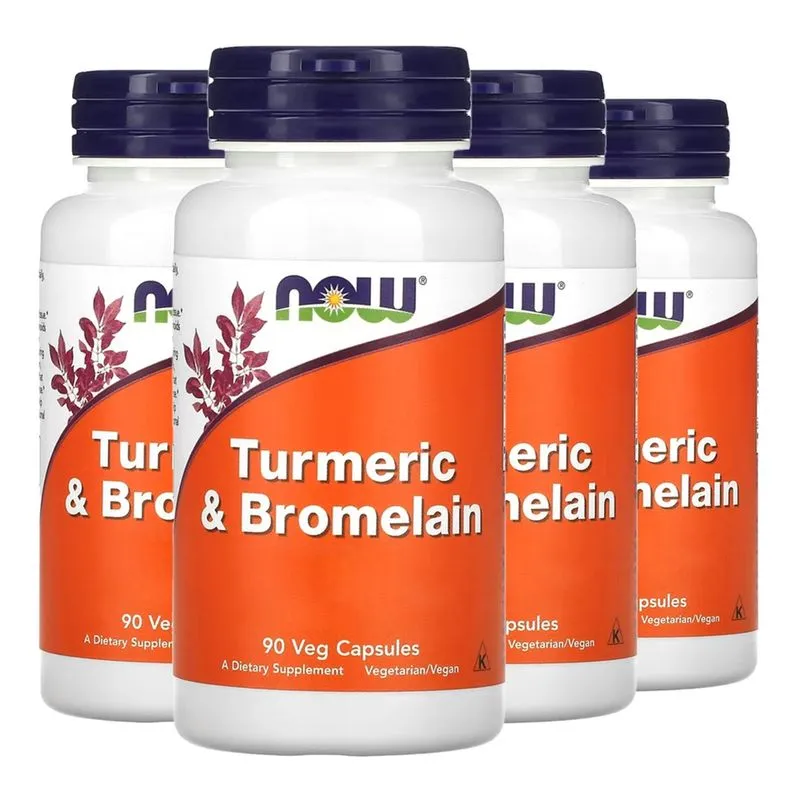 Cúrcuma e Bromelaína Now Foods 90 Cápsulas Importado 4un