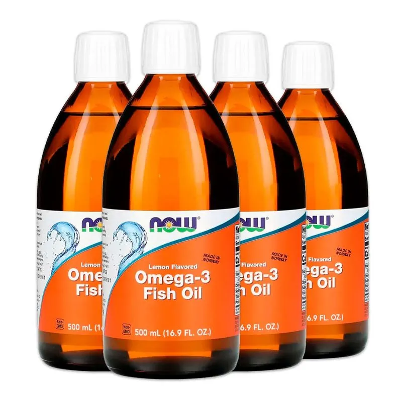 Ômega-3 Fish Oil Now Foods 500ml Sabor Limão Importado 4un