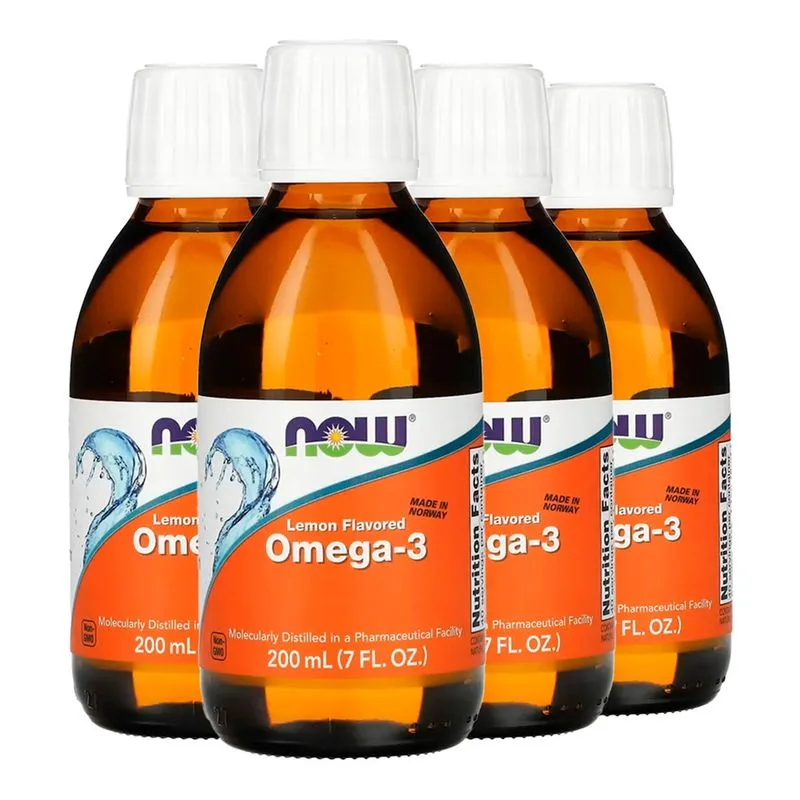 Ômega-3 Fish Oil Now Foods 200ml Sabor Limão Importado 4un