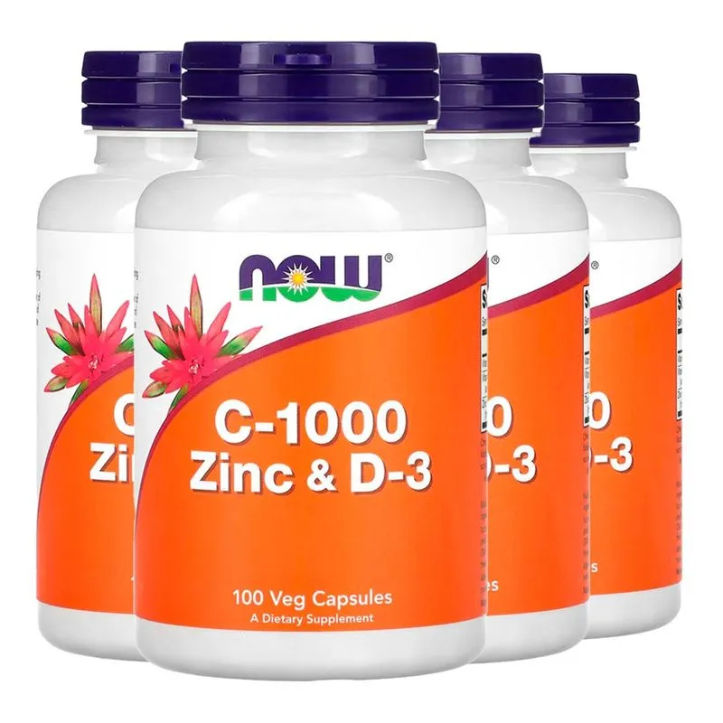 Vitamina C-1000 Zinco e D3 Now Foods 100 Cáps Importado 4un