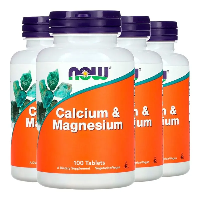 Cálcio e Magnésio Now Foods 500/250mg 100 Tabs Importado 4un