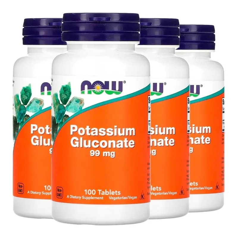 Gluconato de Potássio 99mg Now Foods 100 Tabs Importado 4un
