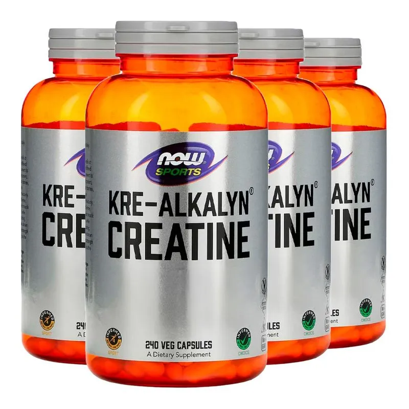 Creatina Kre-Alkalyn 750mg Now Foods 240Cáps Importado 4un